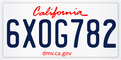 CA license plate 6XOG782