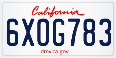 CA license plate 6XOG783