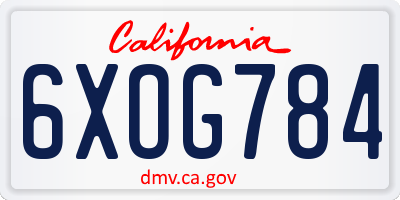CA license plate 6XOG784