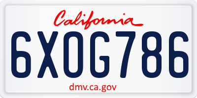 CA license plate 6XOG786