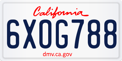 CA license plate 6XOG788