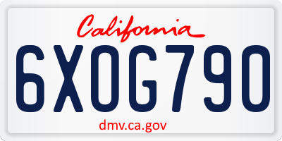 CA license plate 6XOG790