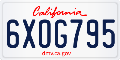 CA license plate 6XOG795