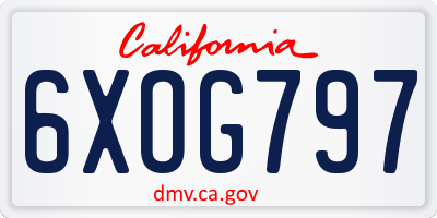 CA license plate 6XOG797