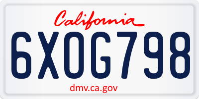 CA license plate 6XOG798