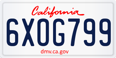 CA license plate 6XOG799