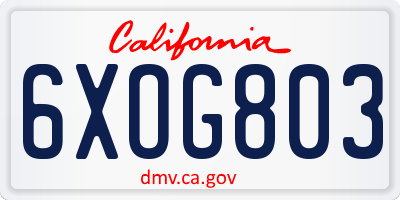 CA license plate 6XOG803