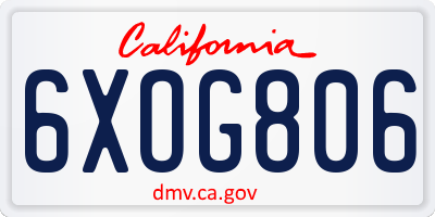 CA license plate 6XOG806