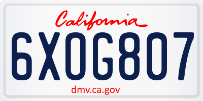 CA license plate 6XOG807