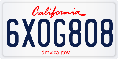 CA license plate 6XOG808