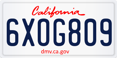 CA license plate 6XOG809