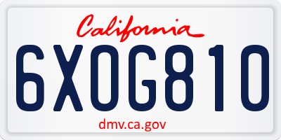 CA license plate 6XOG810