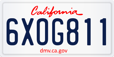 CA license plate 6XOG811