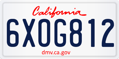 CA license plate 6XOG812