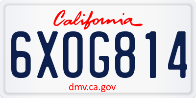 CA license plate 6XOG814