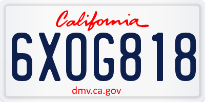 CA license plate 6XOG818