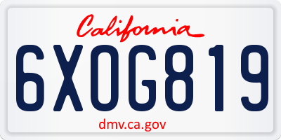 CA license plate 6XOG819