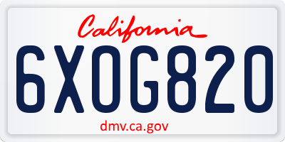 CA license plate 6XOG820