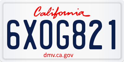 CA license plate 6XOG821