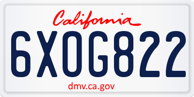CA license plate 6XOG822