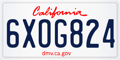 CA license plate 6XOG824