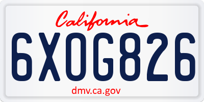 CA license plate 6XOG826