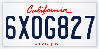 CA license plate 6XOG827