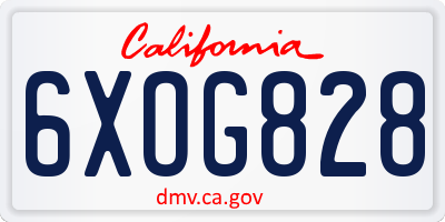 CA license plate 6XOG828