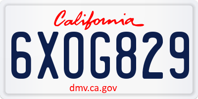 CA license plate 6XOG829