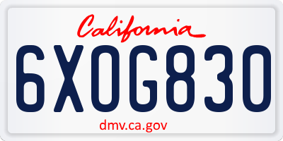 CA license plate 6XOG830