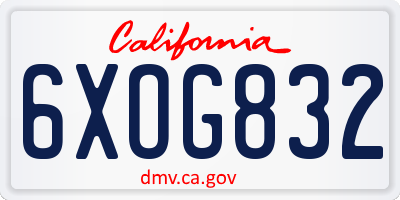 CA license plate 6XOG832