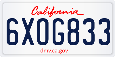 CA license plate 6XOG833