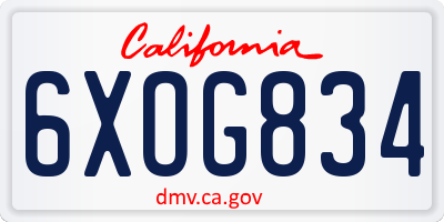 CA license plate 6XOG834
