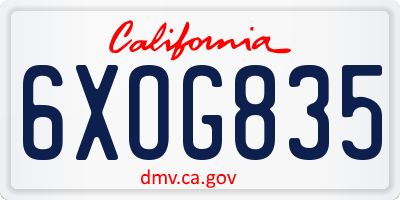 CA license plate 6XOG835