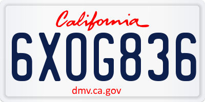 CA license plate 6XOG836