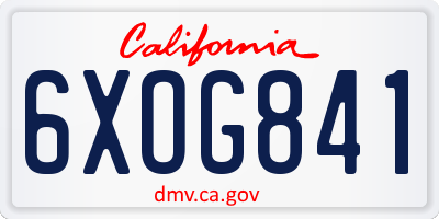 CA license plate 6XOG841