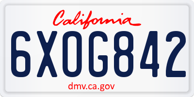CA license plate 6XOG842