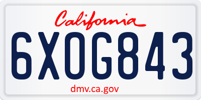 CA license plate 6XOG843