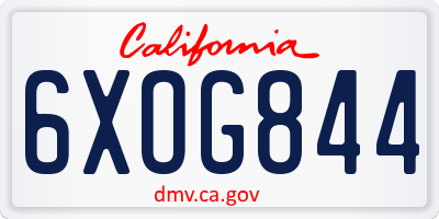 CA license plate 6XOG844