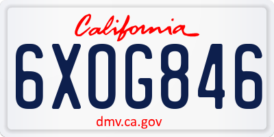 CA license plate 6XOG846