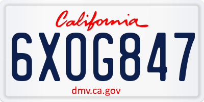 CA license plate 6XOG847