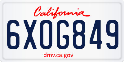 CA license plate 6XOG849