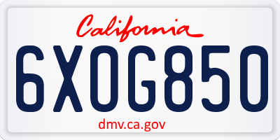 CA license plate 6XOG850