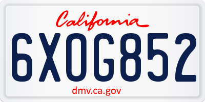 CA license plate 6XOG852