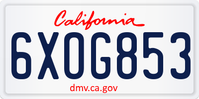 CA license plate 6XOG853