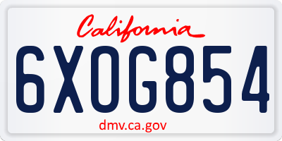 CA license plate 6XOG854