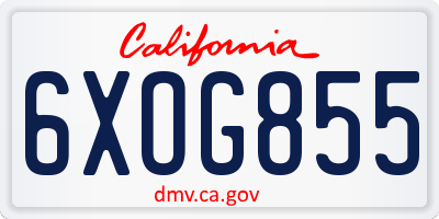 CA license plate 6XOG855