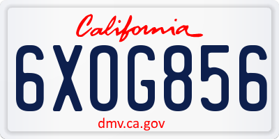 CA license plate 6XOG856