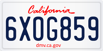 CA license plate 6XOG859