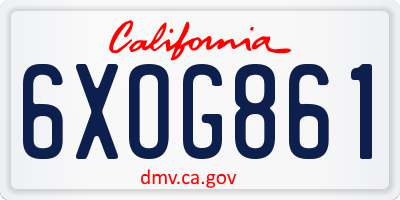 CA license plate 6XOG861